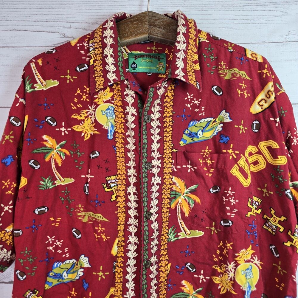 Beach Dude Inc USC Trojans Hawaiian Shirt Mens XL All Over Print Red/Cardinal - Picture 2 of 8